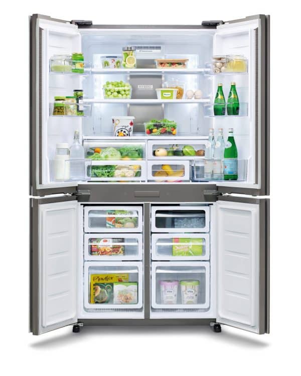 מקרר שארפ 4 דלתות 610 ליטר זכוכית לבנה